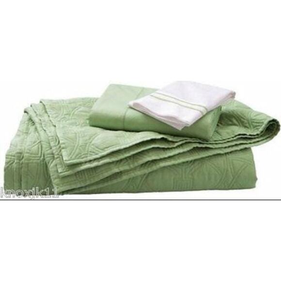 NEW Green QUILT BEDDING 86"x68" Twin TwinXL Full Blanket + 2 Pillow Shams - Picture 2 of 4